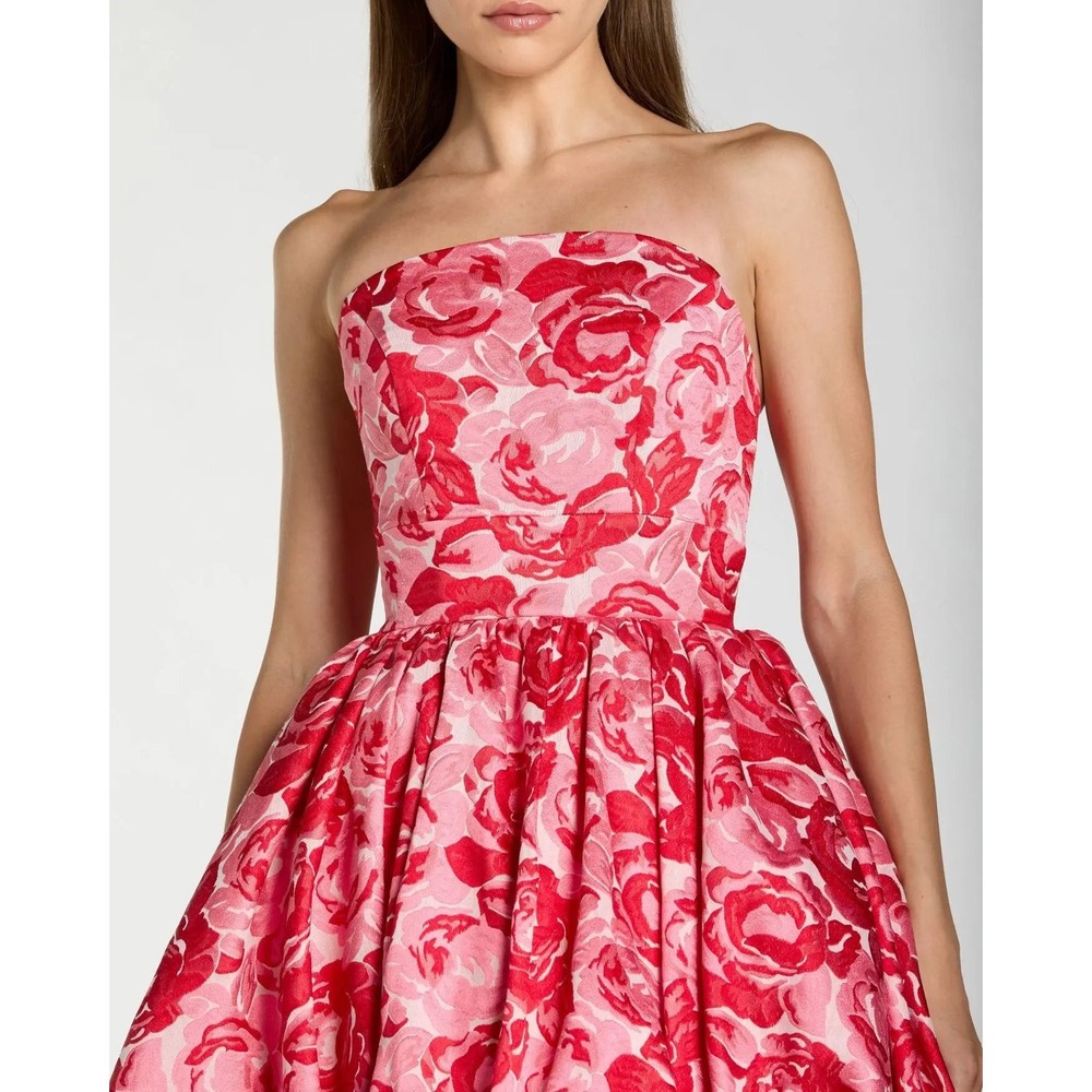 NEW Mac Duggal Pink Brocade Strapless Bubble Hem Ballgown $798 - Size 4 - Picture 7 of 13